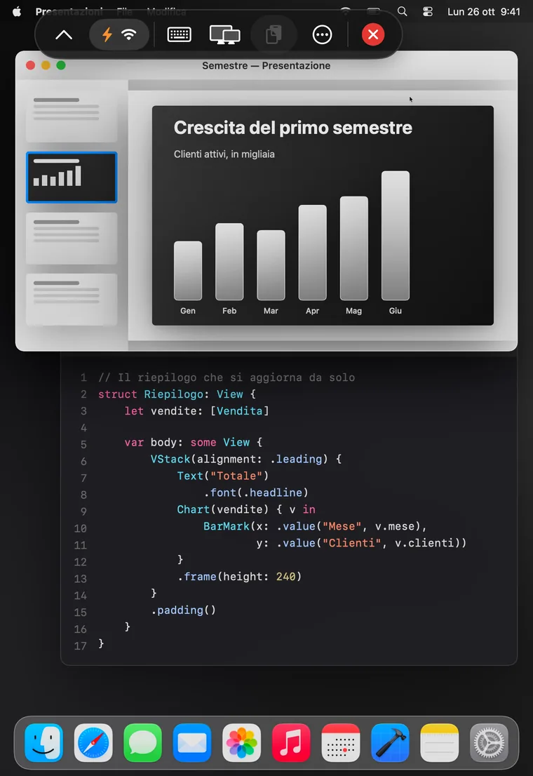 iPhone Duo chiuso, con il Mac sullo schermo esterno