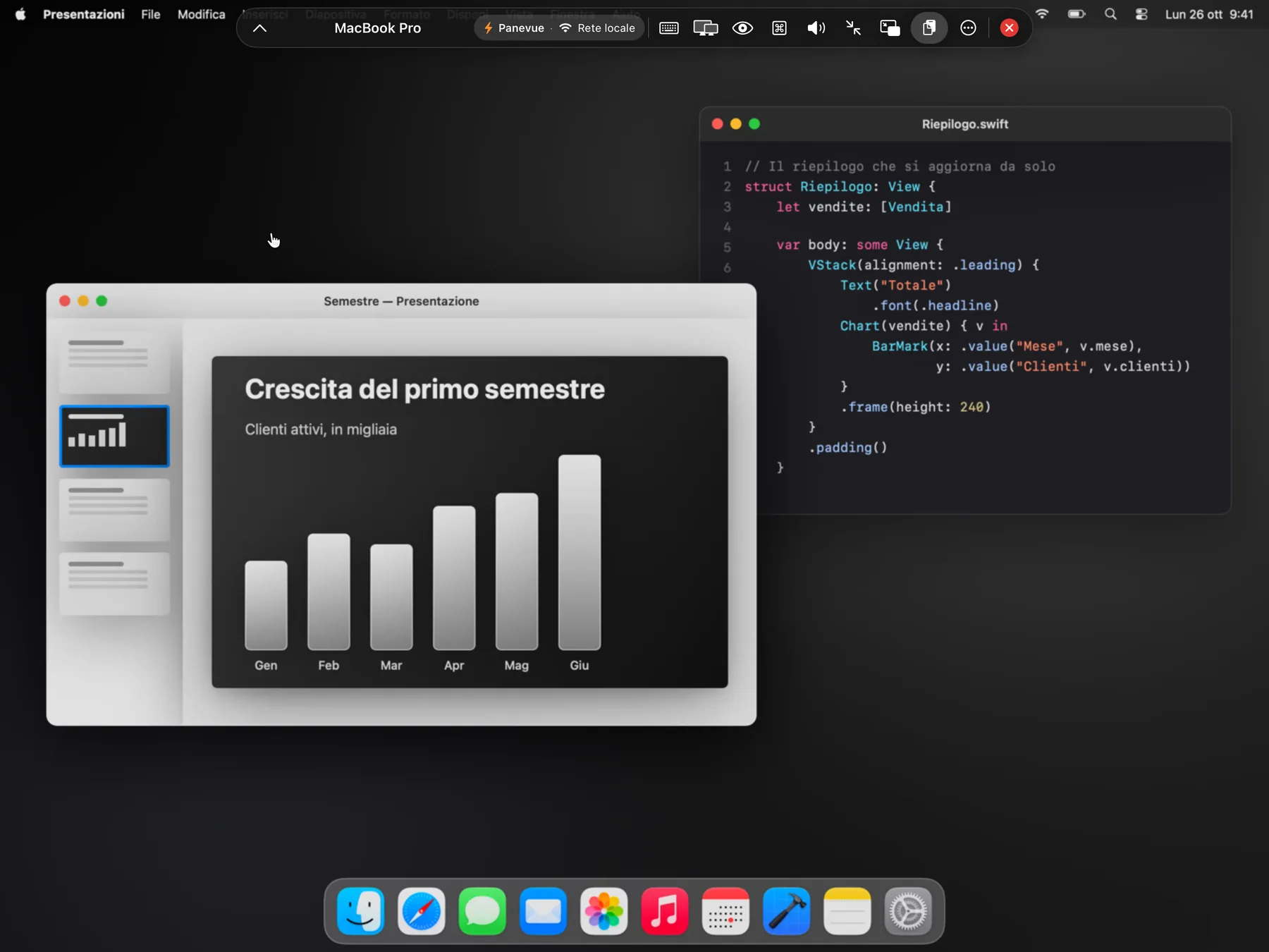 iPad in orizzontale con la scrivania del Mac che riempie lo schermo