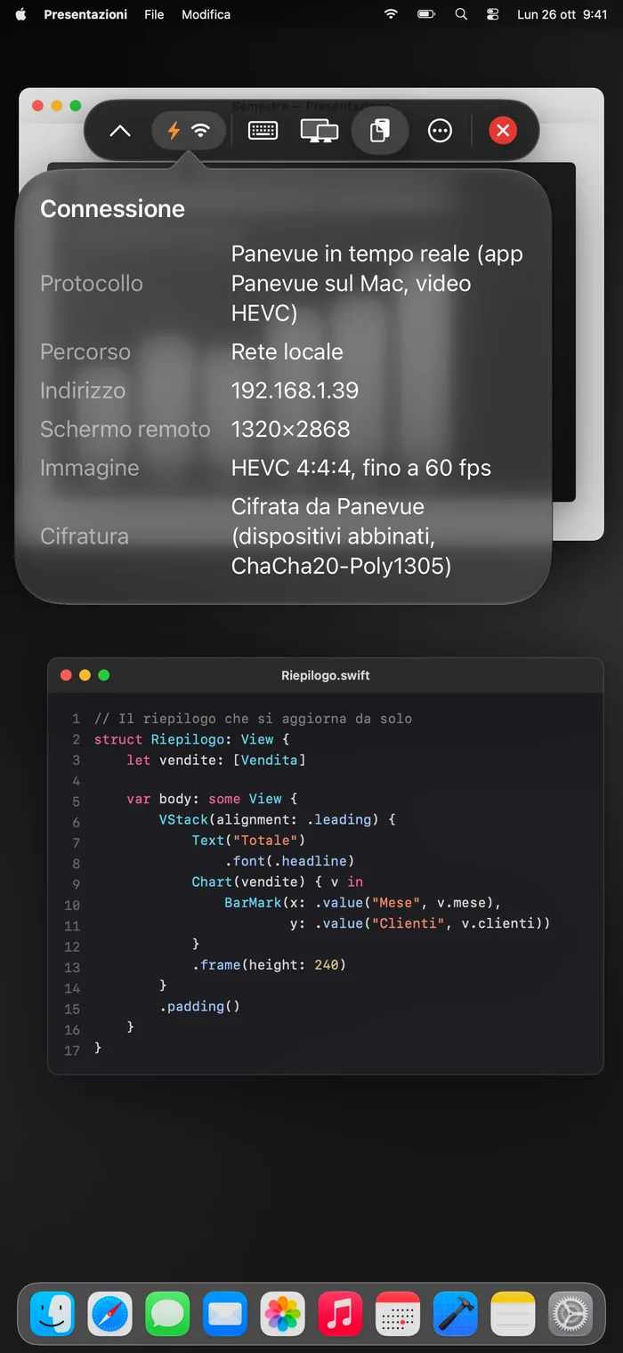 Dettagli della connessione: cifrata da Panevue con ChaCha20-Poly1305